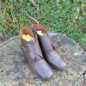 Women Vintage Brown Short Ankle Booties By Talbots Size 7M/Women Leather Boots/